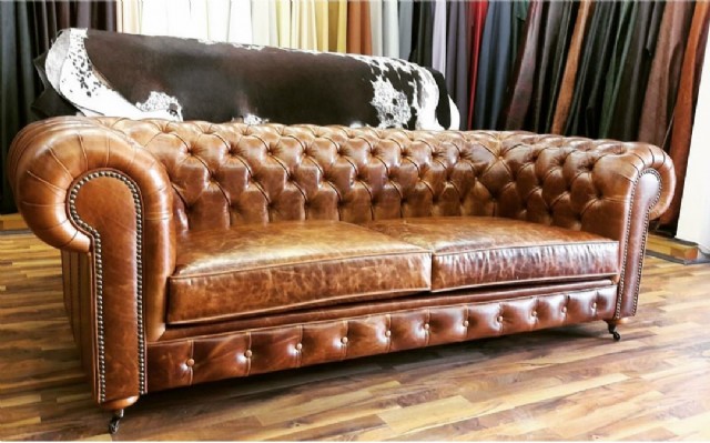 Chester Koltuk Takımları Gerçek Deri Chesterfield Sofa Models