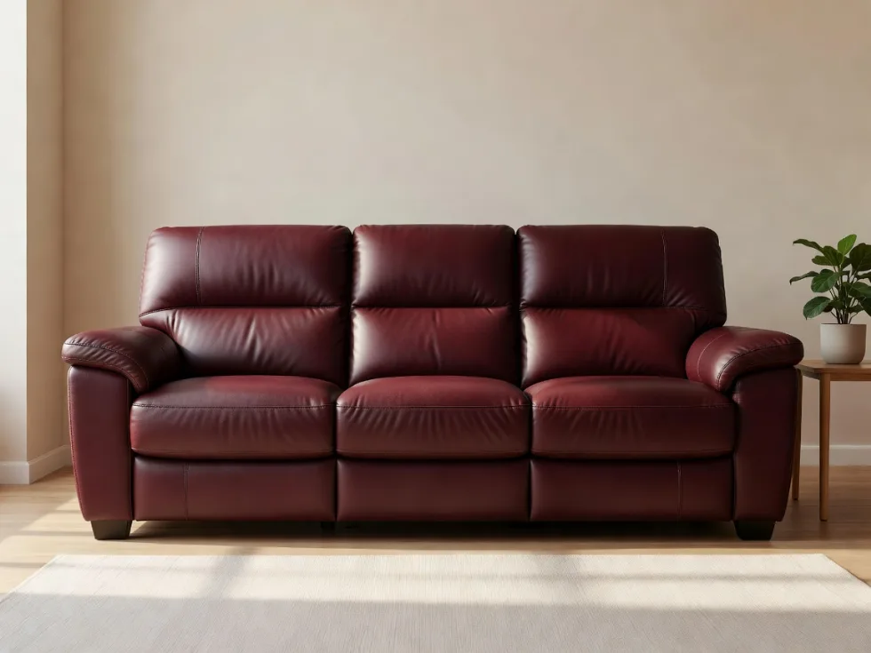 Bordo Üç Kişilik Relax Deri Koltuk