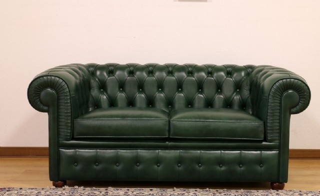 Yeşil Renk Deri Chesterfield Gerçek Deri Koltuk Modeli