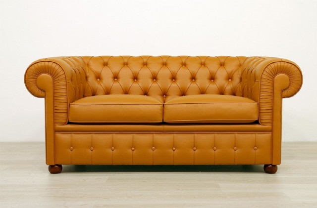 Chesterfield Takımlar Gerçek Deri Kanepe Modeli Bal Sarı Renk