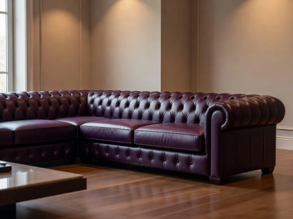 Mürdüm Chesterfield Deri Köşe Takımı