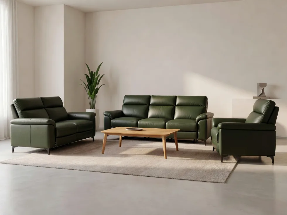 Yeşil Modern Relax Deri Koltuk Takımı
