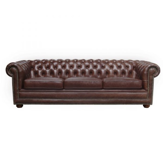 Chesterfield Deri Koltuk Üçlü Modeli Gerçek Deri