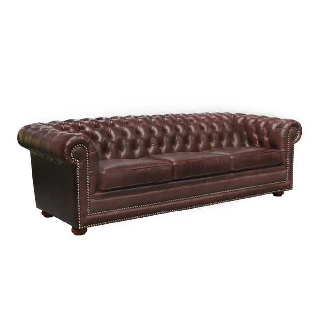 Chesterfield Deri Koltuk Üçlü Modeli Gerçek Deri