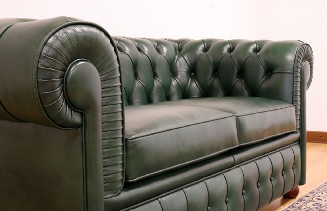 Chesterfield Kanepe Model Yeşil Deri Modeller