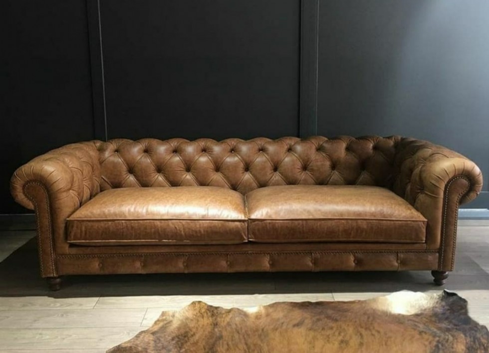 Chesterfield Kanepe Modeli Hakiki Deri Koltuk Orijinal İşçilik