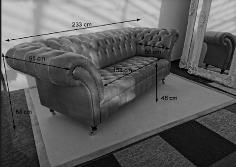 İtalyan Koltuk Takımları Hakiki Deri İtalyan Chester Kanepe Modeli Teknik Çizimi