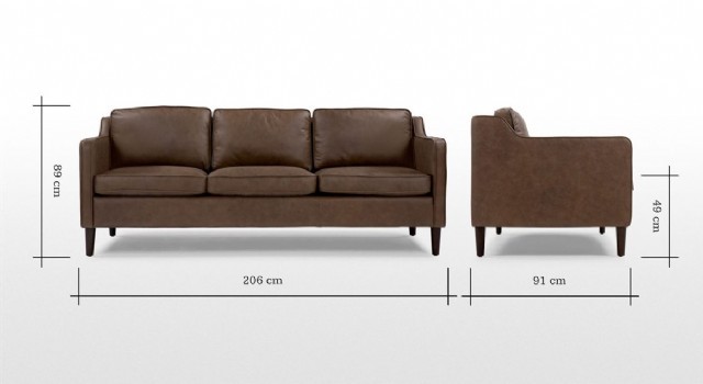 Kahve Renk Hakiki Deri Modern Koltuk Üç Kişilik Modeli