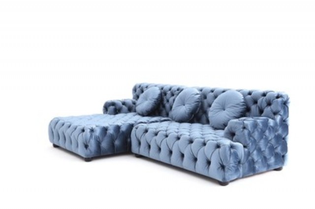 Vıntage Chesterfield Köşe Koltuk Özel Tasarım Mavi Renk