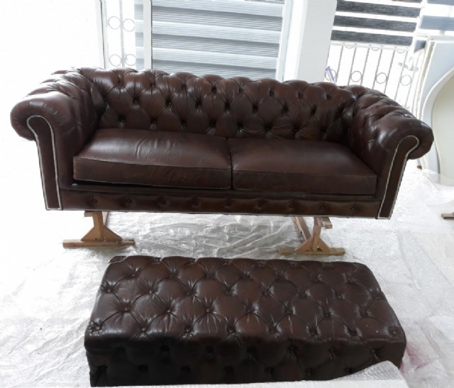 Chesterfield American Deri Kanepe Boyama Gerçek Deri