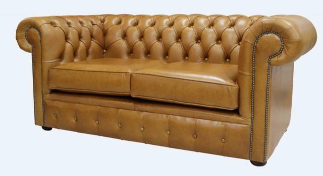 Chesterfield Koltuk Taba Renk Gerçek Deri