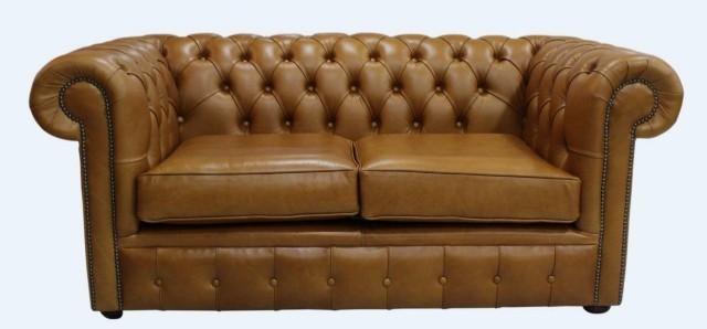 Chesterfield Zımbalı Model Taba Renk Gerçek Deri