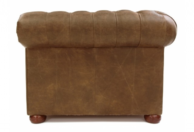Deri Chesterfield Kahve Renk Deri İki Minderli Modeli
