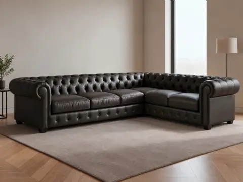 Antrasit Chesterfield Deri Köşe Takımı