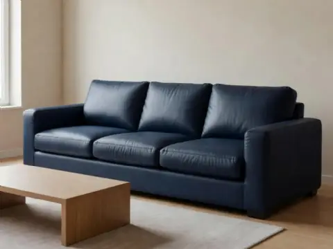 Mavi Deri Koltuk Hakiki Deri Modern Koltuk