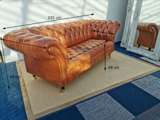 Chesterfield Koltuk Takım Hakiki Deri Kanepe Modeli