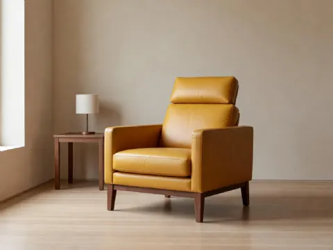 Altın Sarısı Deri Koltuk Ayarlanabilir Başlıklı