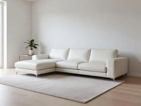Beyaz Deri Köşe Koltuk Modern