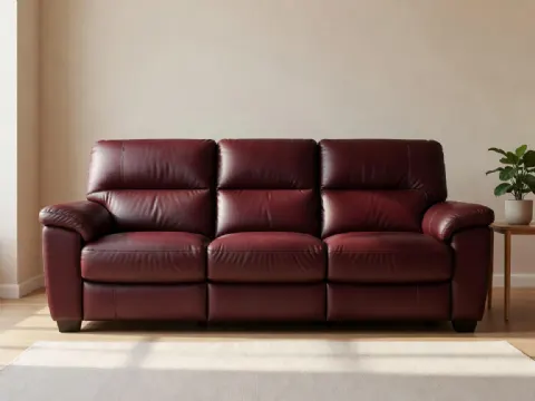 Bordo Üç Kişilik Relax Deri Koltuk