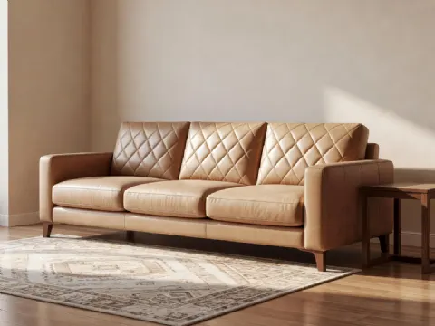 Deve Tüyü Deri Kanepe Kapitone Sırt Detaylı