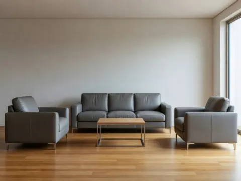 Gri Modern Deri Oturma Grubu