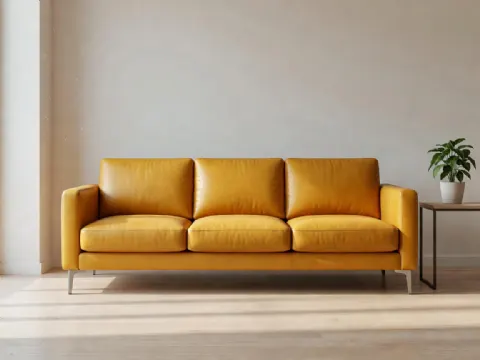 Hardal Sarı Deri Koltuk Modern Tasarım