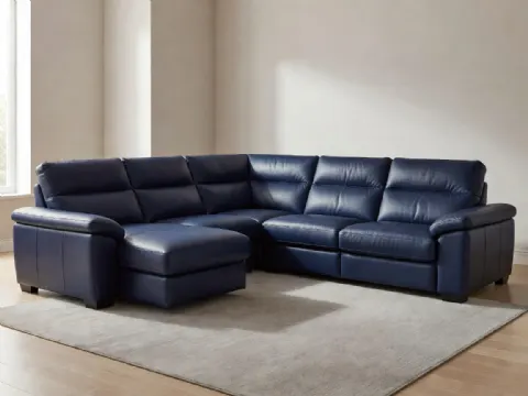 İndigo Şezlonglu Deri Köşe Kanepe Modeli