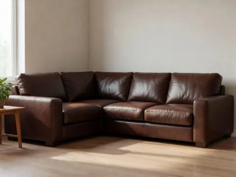 Koyu Kahve Deri Köşe Koltuk