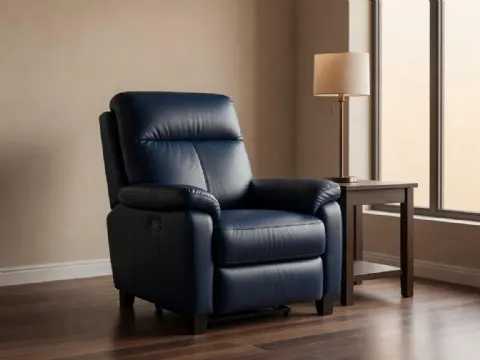 Lacivert Masajlı Relax Deri Berjer