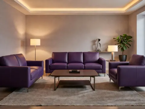 Mor Deri Modern Kanepe Takımı
