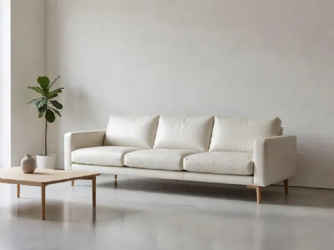 Sedef Beyazı Deri Kanepe Minimalist Tasarım