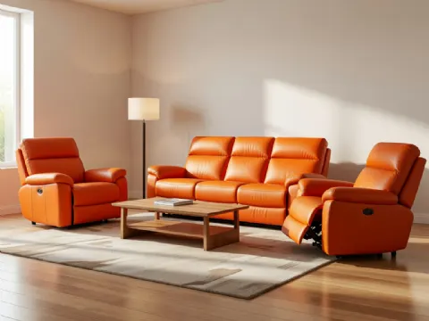 Turuncu Relax Deri Koltuk Takımı