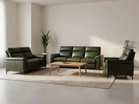 Yeşil Modern Relax Deri Koltuk Takımı
