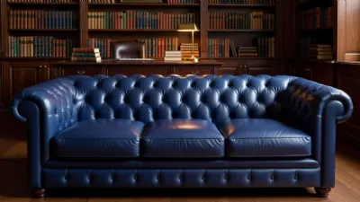 İndigo Mavisi Chesterfield Deri Koltuk Takımı Çalışma Odasına Nasıl Yakışır?