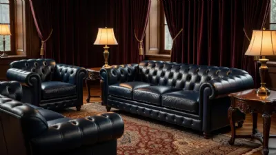 Lacivert Chesterfield Deri Koltuk Takımı Klasik Salonlara Nasıl Yakışır?
