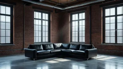Loft Daireler İçin Siyah Deri Köşe Koltuk Tasarım Fikirleri