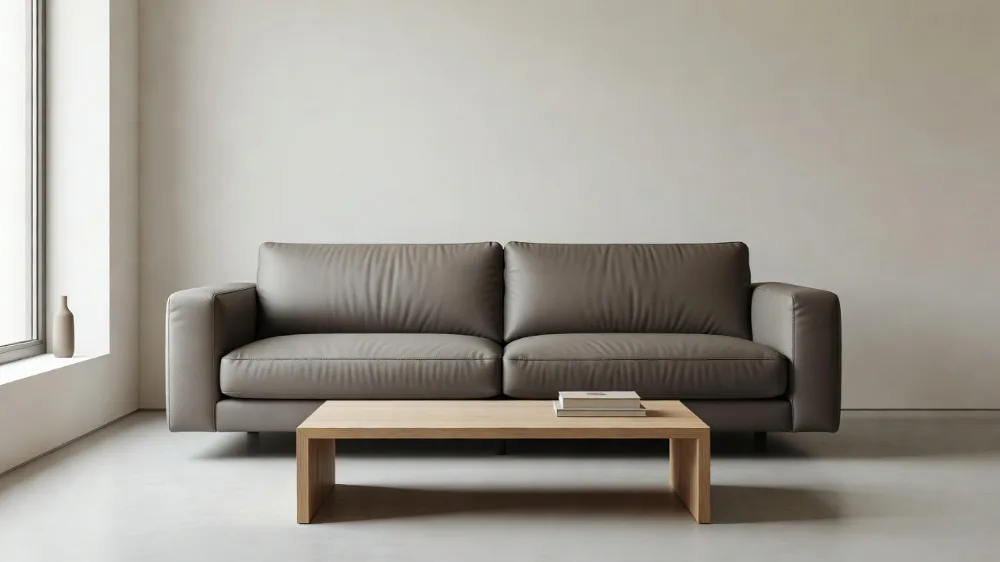 Minimalist Salonlarda Füme Gri Deri Kanepe Etkisi Minimalist Salonlarda Füme Gri Deri Kanepe Etkisi