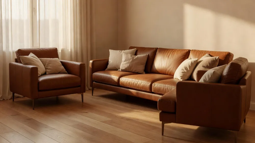Tarcin Rengi Hakiki Deri Modern Koltuk Takımı Sicak Salonlara Nasil Yakisir?
