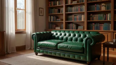Zümrüt Yeşil Chesterfield Deri Koltuk Takımı Çalışma Odasına Nasıl Yakışır?